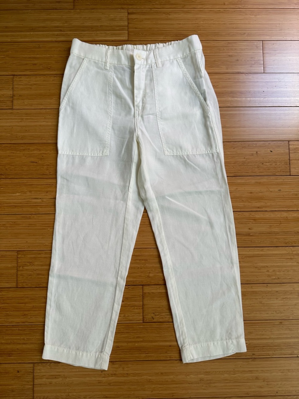 J.Crew Cream Cropped Pants 4P High Rise Elastic Waist Lyocell